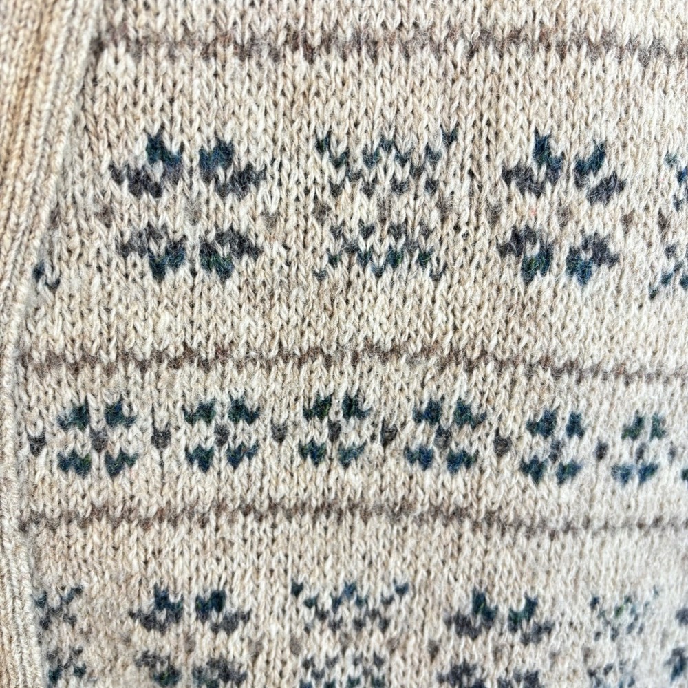 Vintage Wool Sweater Vest XL Beige Fair Isle Buttons Preppy Academia Cabincore - Picture 4 of 8